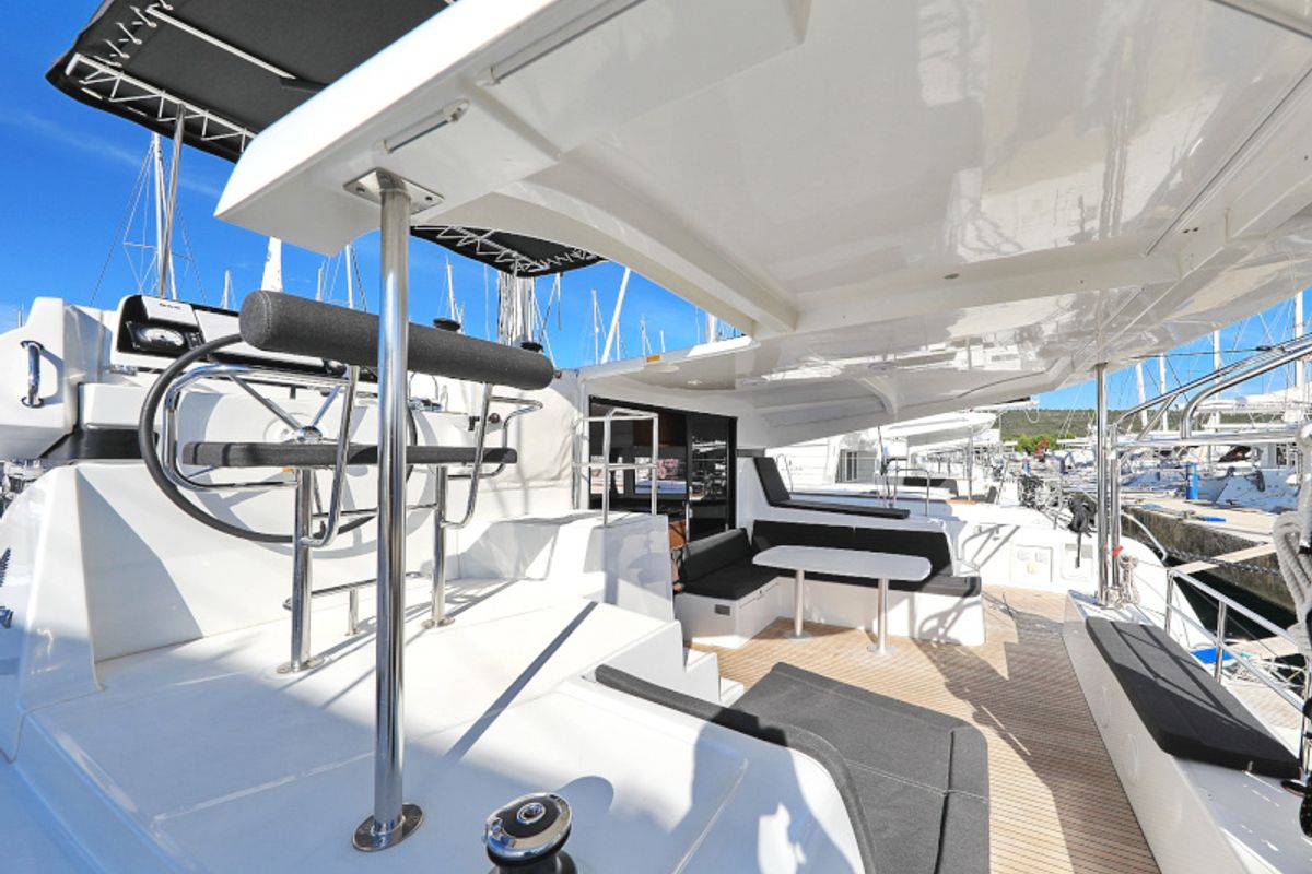 Deck of Sea Ya, a Lagoon 42 catamaran at Općina Sukošan, Croatia