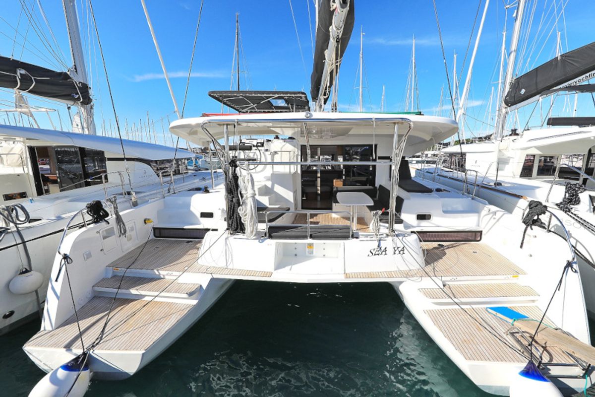 Exterior view of Sea Ya, a Lagoon 42 catamaran at Općina Sukošan, Croatia