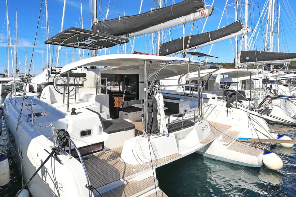 Exterior view of Sea Ya, a Lagoon 42 catamaran at Općina Sukošan, Croatia