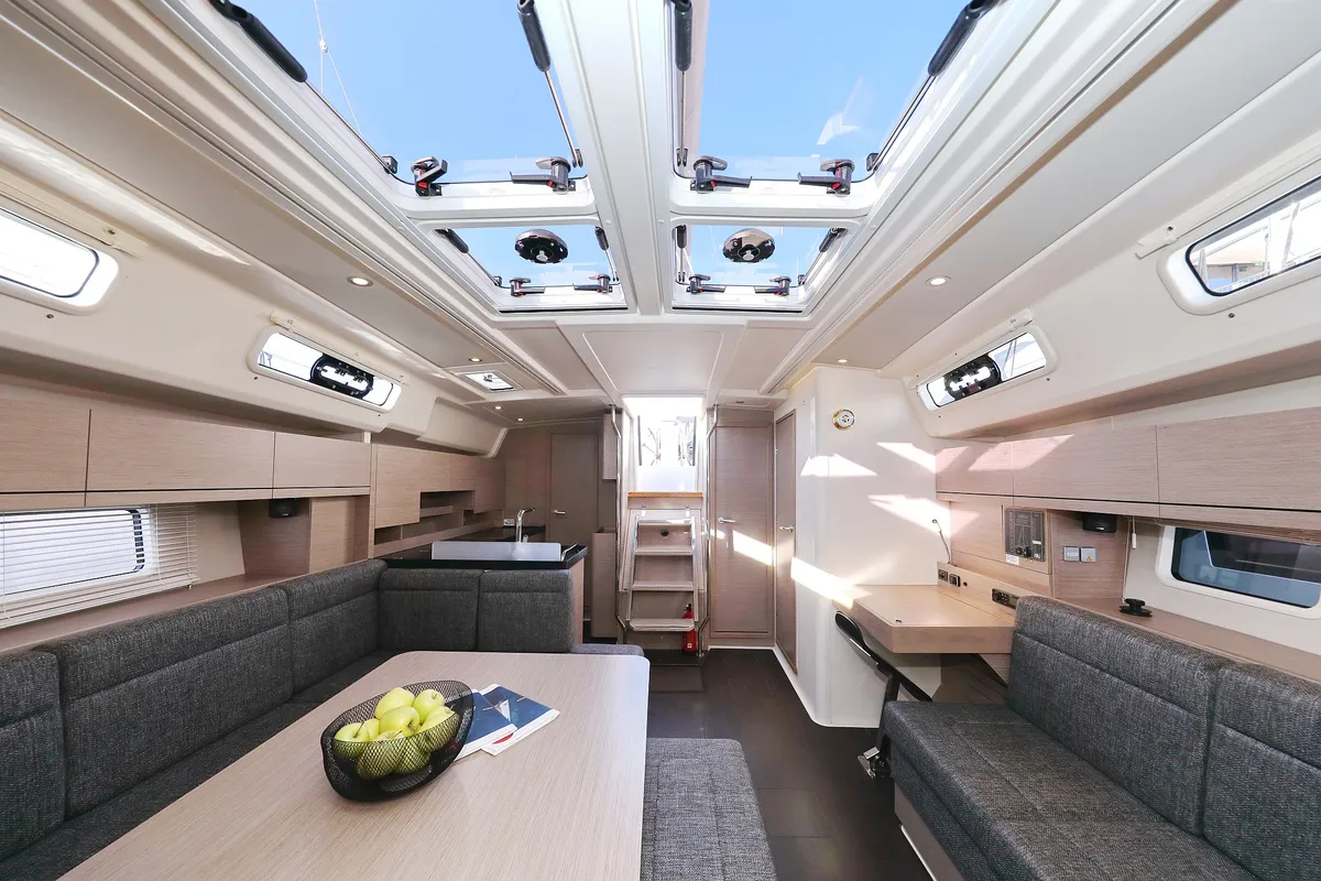 Salon of Magic Moments, a Hanse Yachts Hanse 458 sailboat at Seget Donji, Croatia