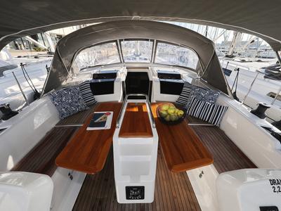 Cockpit of Magic Moments, a Hanse Yachts Hanse 458 sailboat at Seget Donji, Croatia