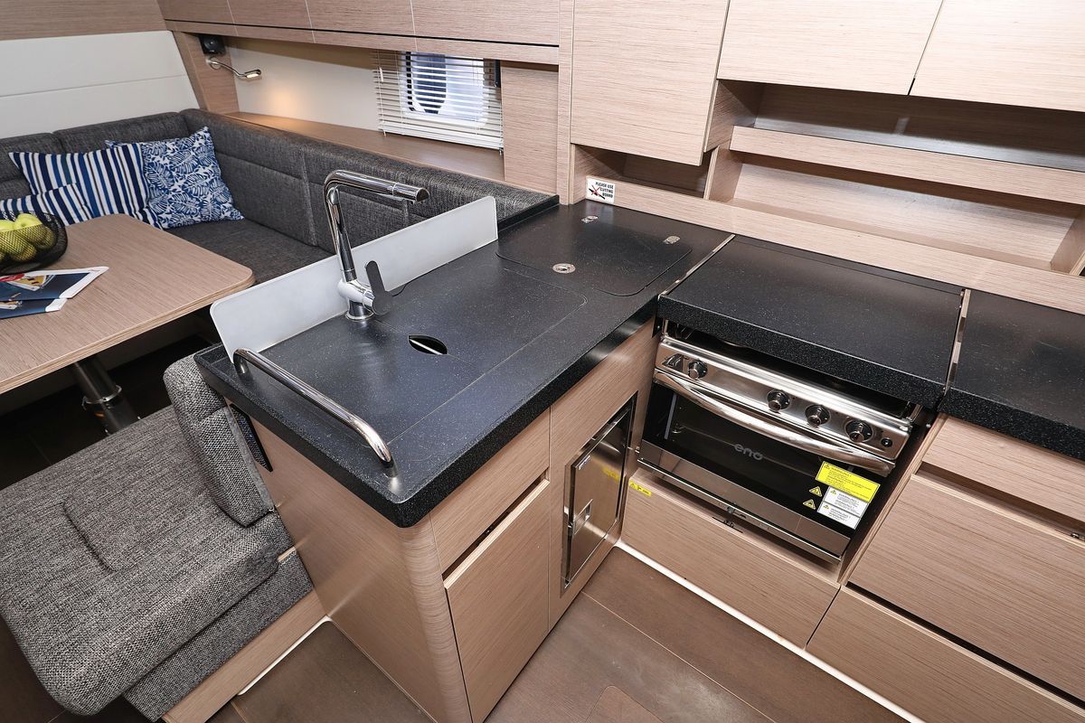 Galley of Magic Moments, a Hanse Yachts Hanse 458 sailboat at Seget Donji, Croatia