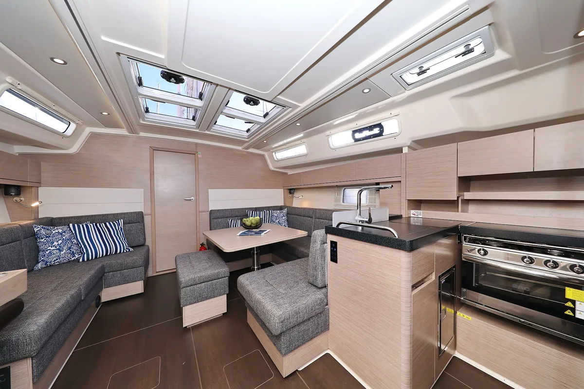Salon of Magic Moments, a Hanse Yachts Hanse 458 sailboat at Seget Donji, Croatia