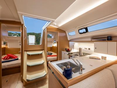 Galley of Stariel, a Jeanneau Sun Odyssey 415 sailboat at Grad Opatija, Croatia