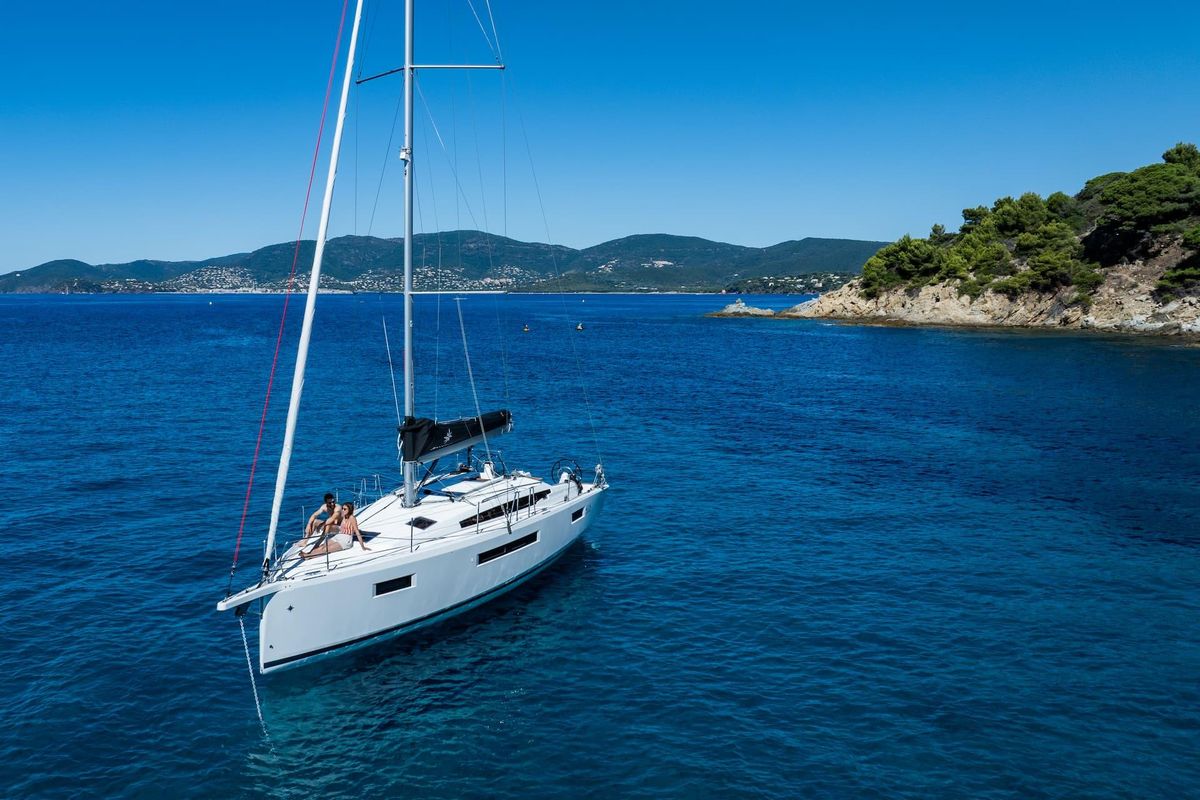 Exterior view of Stariel, a Jeanneau Sun Odyssey 415 sailboat at Grad Opatija, Croatia