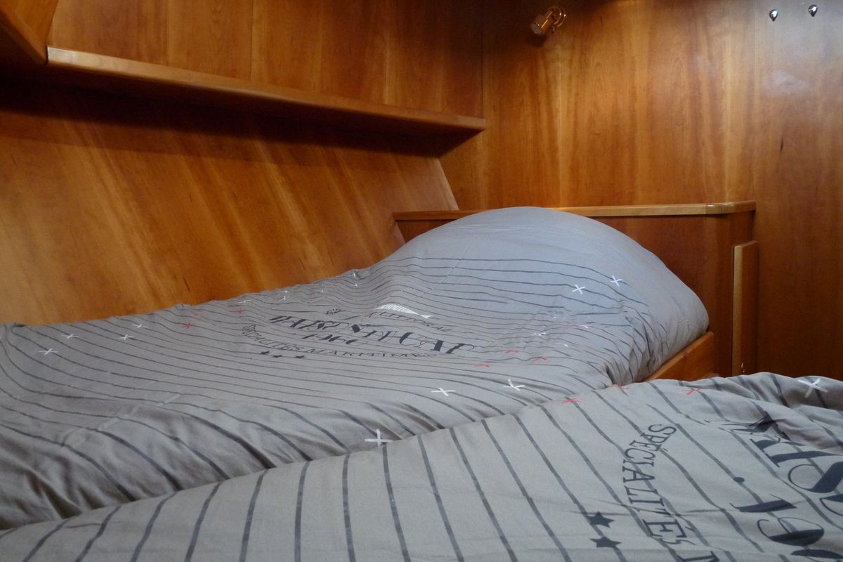 Cabin on Mimarli, a Gulet Funcraft 1200 motorboat at Akkrum, Netherlands