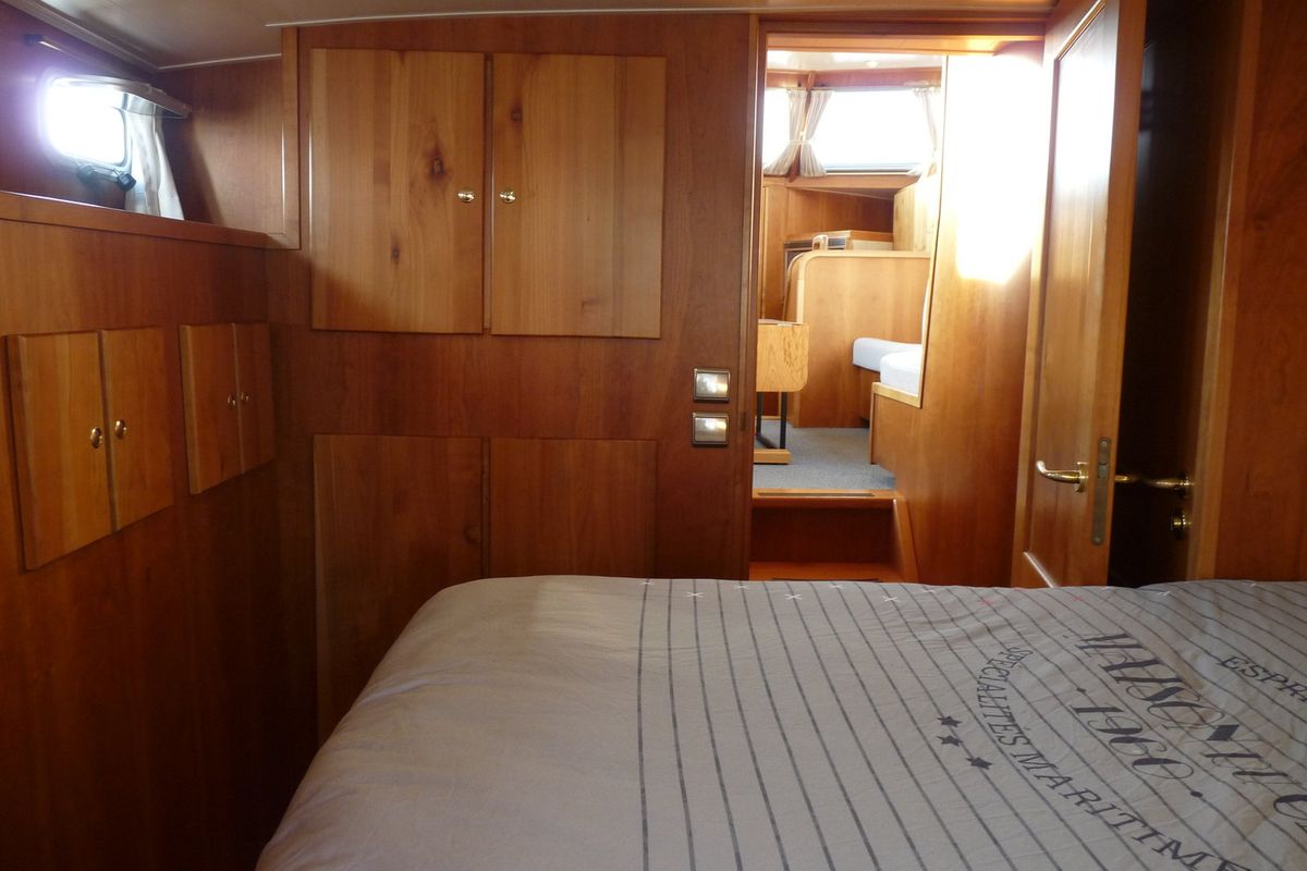 Cabin on Mimarli, a Gulet Funcraft 1200 motorboat at Akkrum, Netherlands