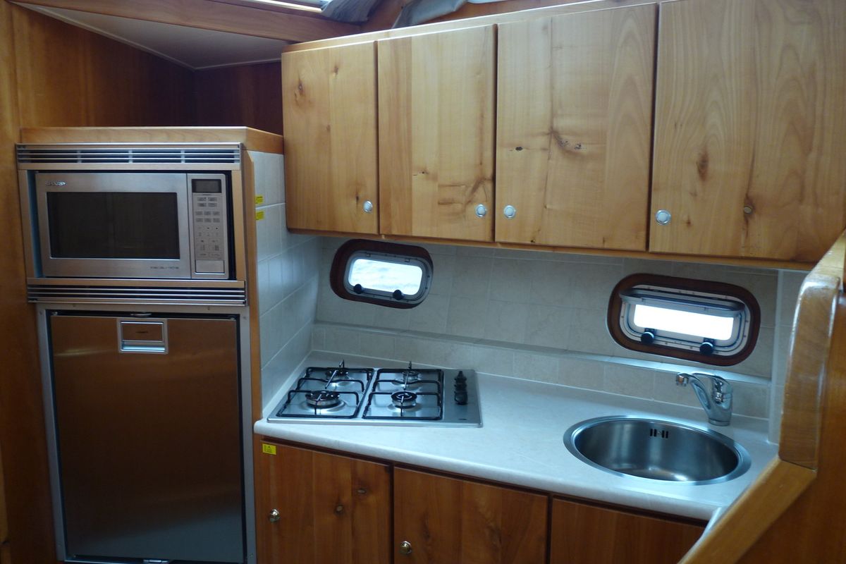 Galley of Mimarli, a Gulet Funcraft 1200 motorboat at Akkrum, Netherlands