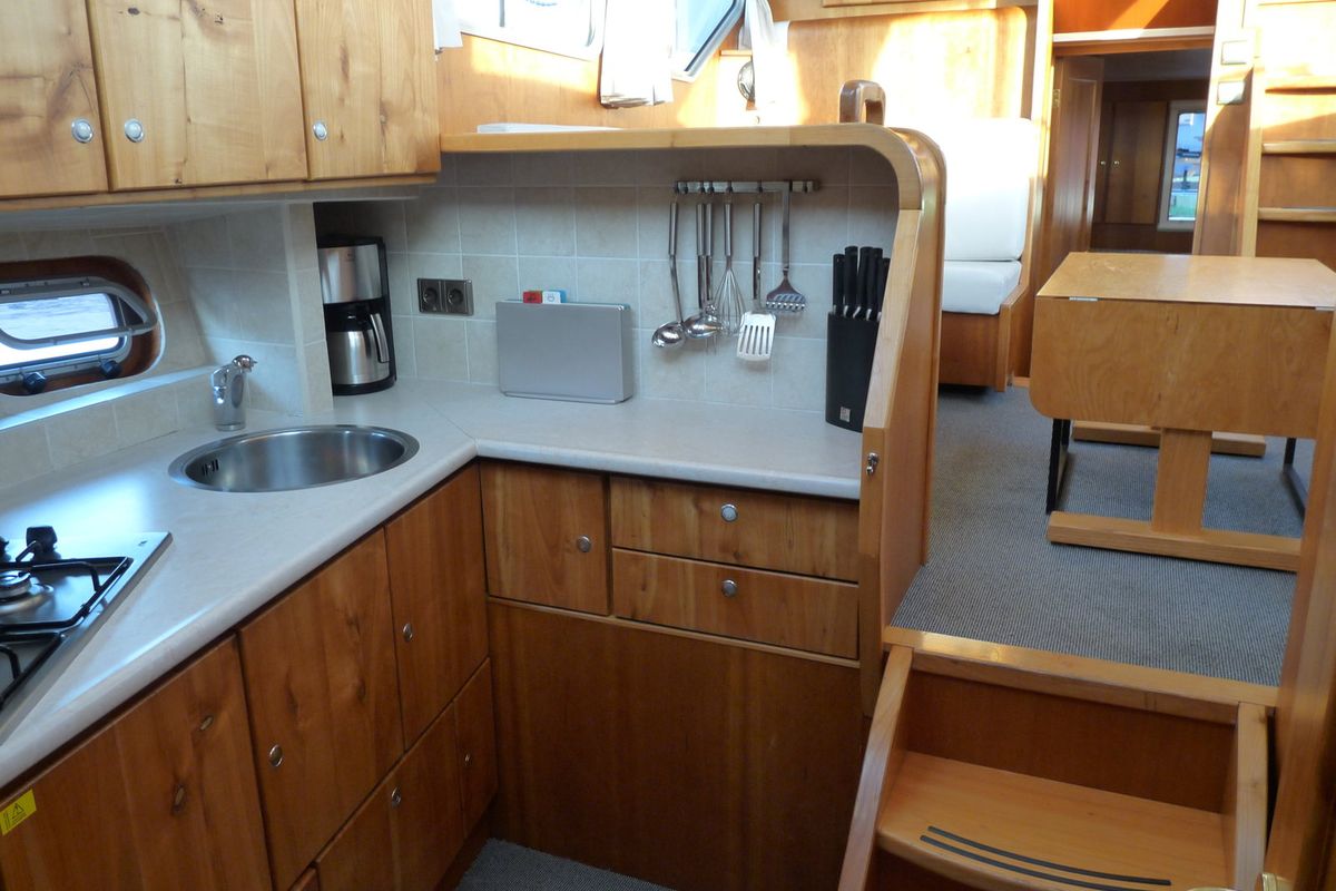 Galley of Mimarli, a Gulet Funcraft 1200 motorboat at Akkrum, Netherlands