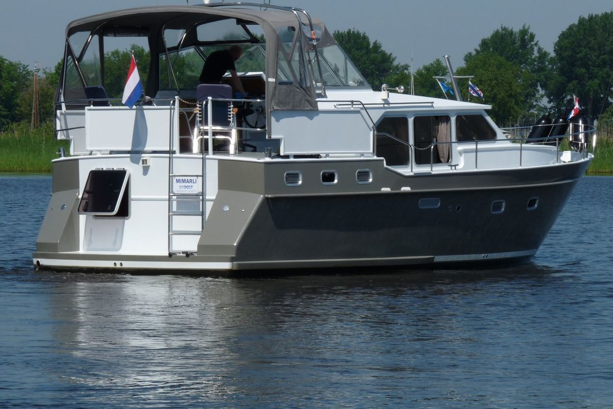 Exterior view of Mimarli, a Gulet Funcraft 1200 motorboat at Akkrum, Netherlands