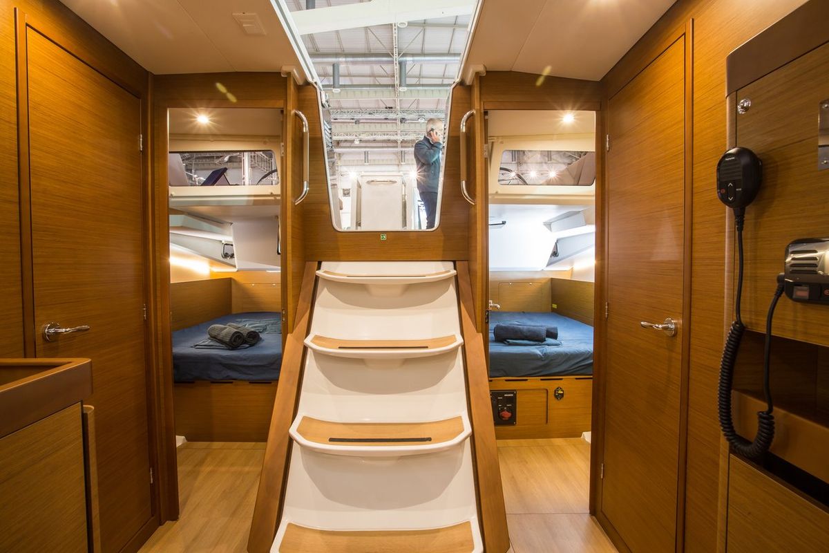 Cabin on Wanderlust, a Jeanneau Sun Odyssey 490 sailboat at Athens, Greece