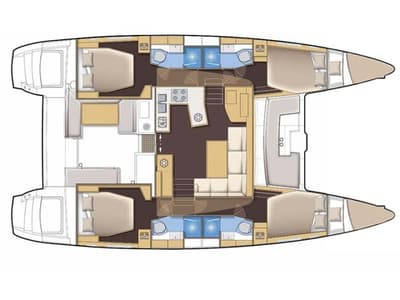 Floor plan of FO'S, a Lagoon 450 Fly catamaran at Tourlos, Greece