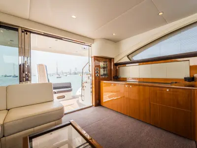 Salon of Nefertiti, a Princess Yachts Princess 54 motorboat at Panaji, India