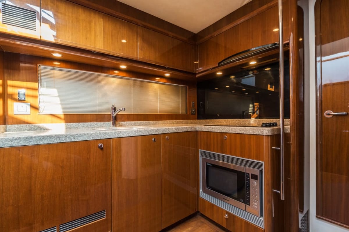 Galley of Nefertiti, a Princess Yachts Princess 54 motorboat at Panaji, India