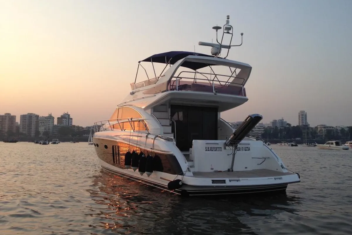 Exterior view of Nefertiti, a Princess Yachts Princess 54 motorboat at Panaji, India