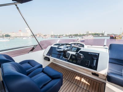 Deck of Nefertiti, a Princess Yachts Princess 54 motorboat at Panaji, India