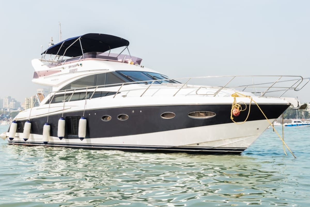 Exterior view of Nefertiti, a Princess Yachts Princess 54 motorboat at Panaji, India