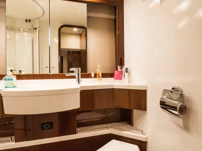 Cockpit of Nefertiti, a Princess Yachts Princess 54 motorboat at Panaji, India