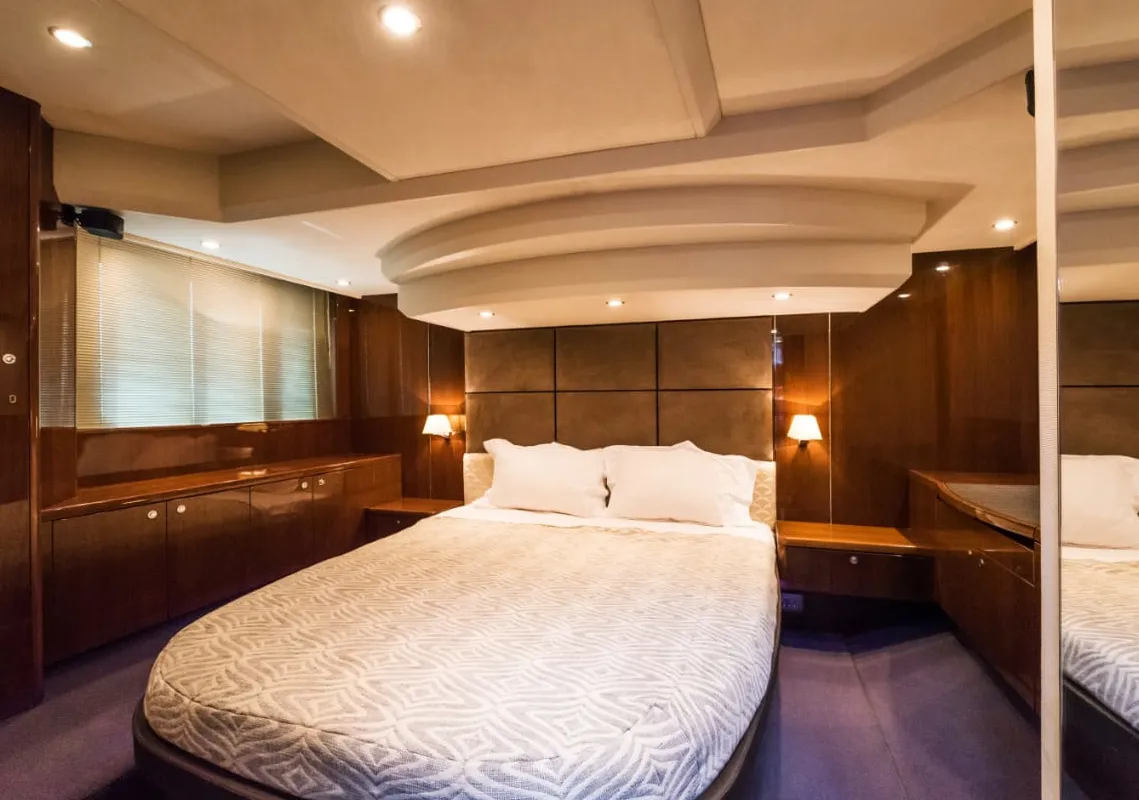 Cabin on Nefertiti, a Princess Yachts Princess 54 motorboat at Panaji, India