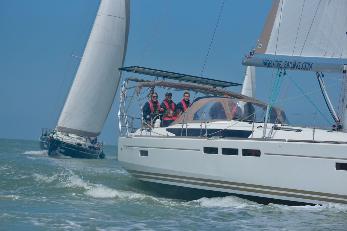 Cockpit of Five O, a Jeanneau Sun Odyssey 509 sailboat at Nieuwpoort, Belgium