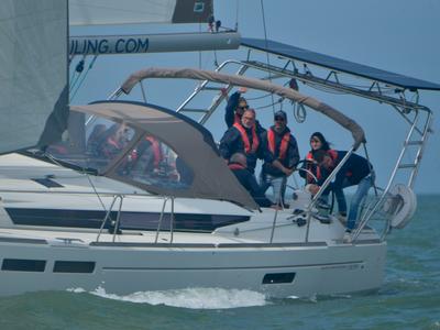 Cockpit of Five O, a Jeanneau Sun Odyssey 509 sailboat at Nieuwpoort, Belgium