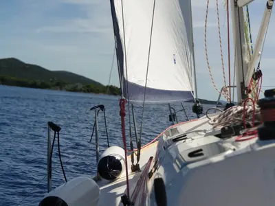 Deck of Miri, a Elan 340 sailboat at Općina Sveti Filip i Jakov, Croatia
