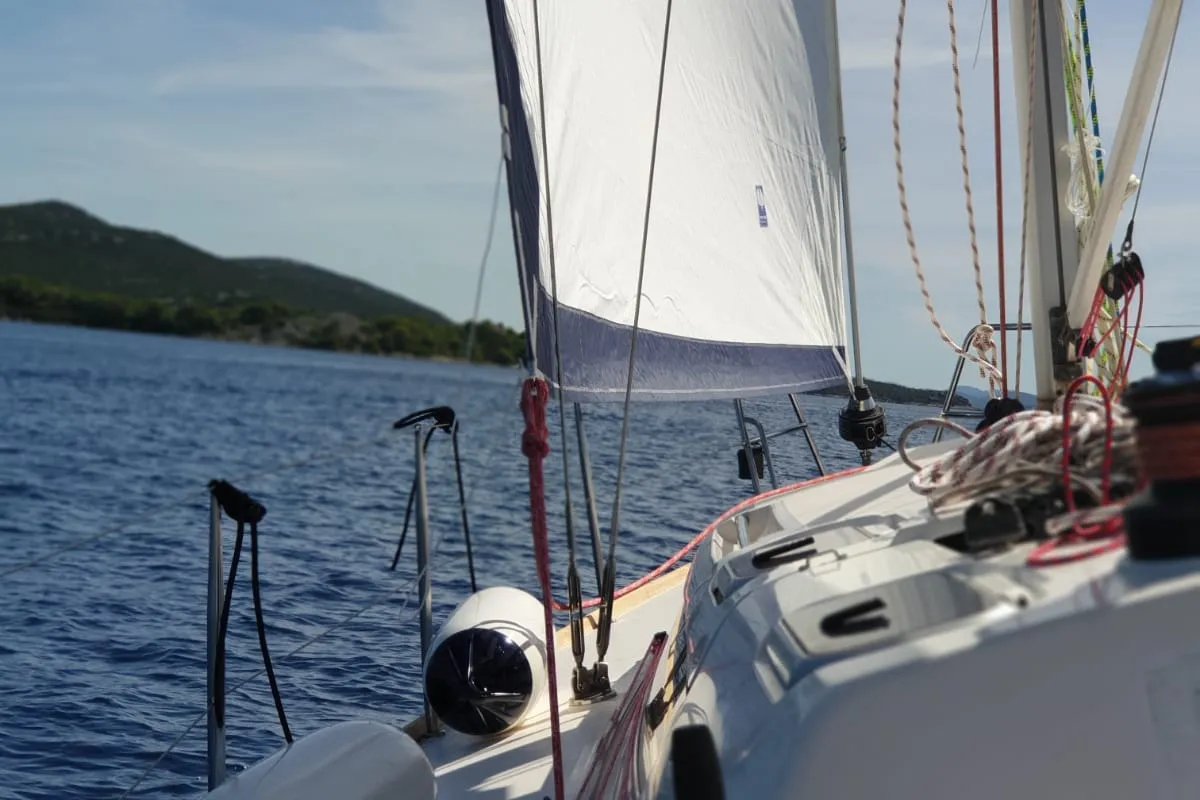 Deck of Miri, a Elan 340 sailboat at Općina Sveti Filip i Jakov, Croatia