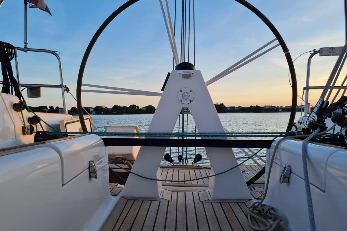 Cockpit of Miri, a Elan 340 sailboat at Općina Sveti Filip i Jakov, Croatia