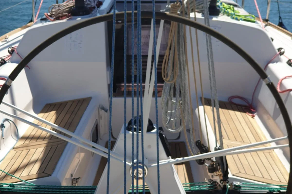 Cockpit of Miri, a Elan 340 sailboat at Općina Sveti Filip i Jakov, Croatia