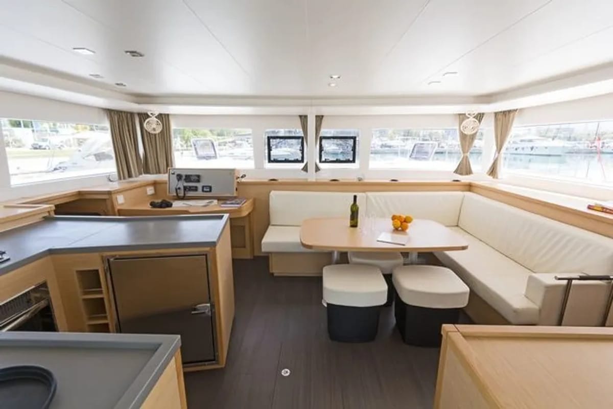Salon of Anna Tessa, a Lagoon 450 F catamaran at Municipal Unit of Ellomenos, Greece