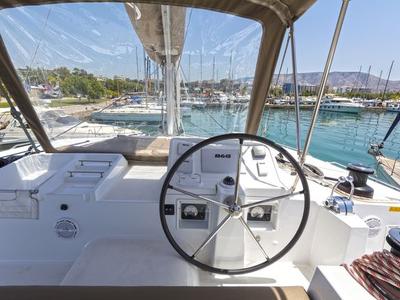 Cockpit of Anna Tessa, a Lagoon 450 F catamaran at Municipal Unit of Ellomenos, Greece