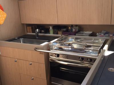Galley of Tenuta delle Ripalte, a Beneteau Oceanis 41.1 sailboat at Cecina, Italy