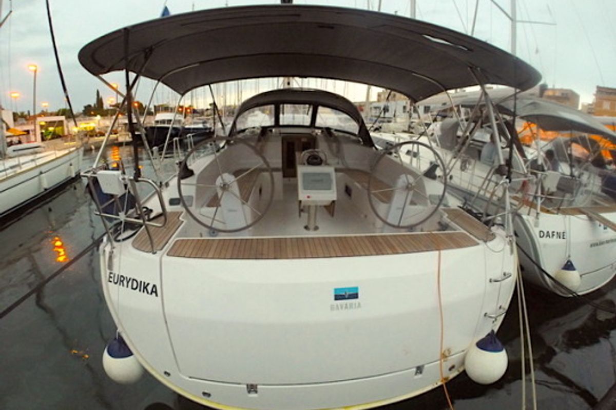Exterior view of Eurydika, a Bavaria Cruiser 46 sailboat at Zadar, Croatia