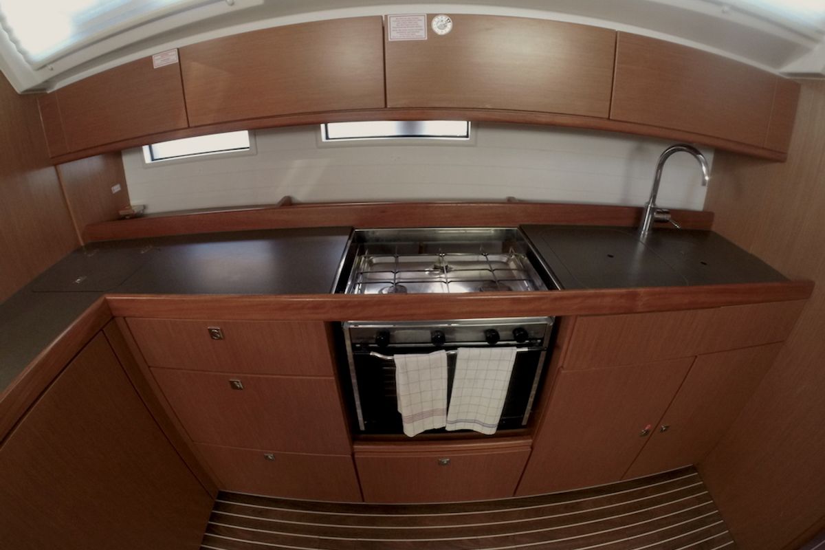 Galley of Eurydika, a Bavaria Cruiser 46 sailboat at Zadar, Croatia