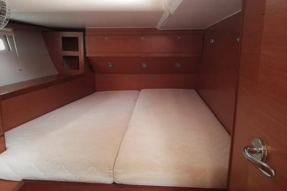 Cabin on WARRIORS TALE, a Dufour 520 Grand Large sailboat at Kalkara, Malta