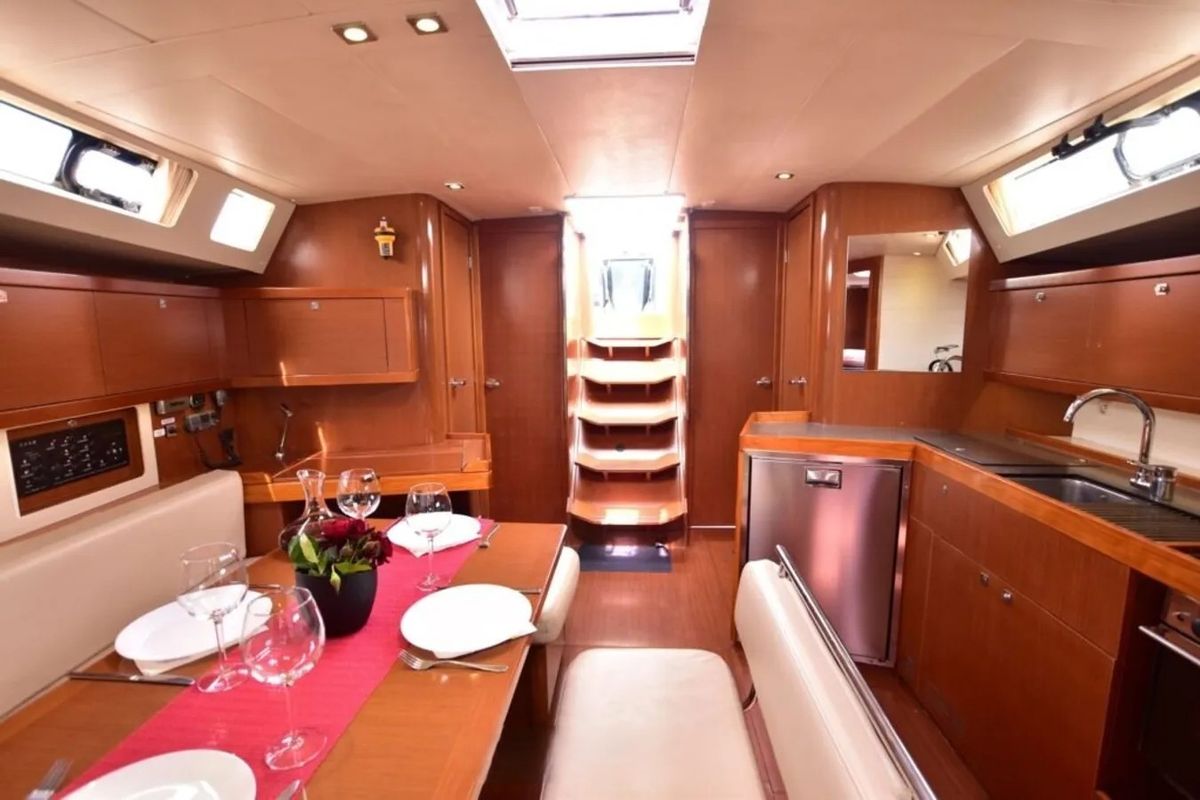 Salon of Melinda, a Beneteau Oceanis 45 sailboat at Municipal Unit of Lefkada, Greece