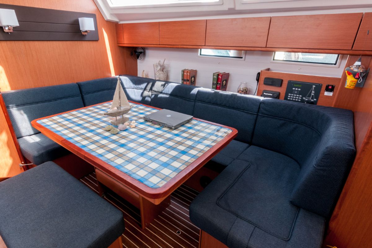 Salon of Ioli, a Bavaria 46 Cruiser sailboat at Athens, Greece
