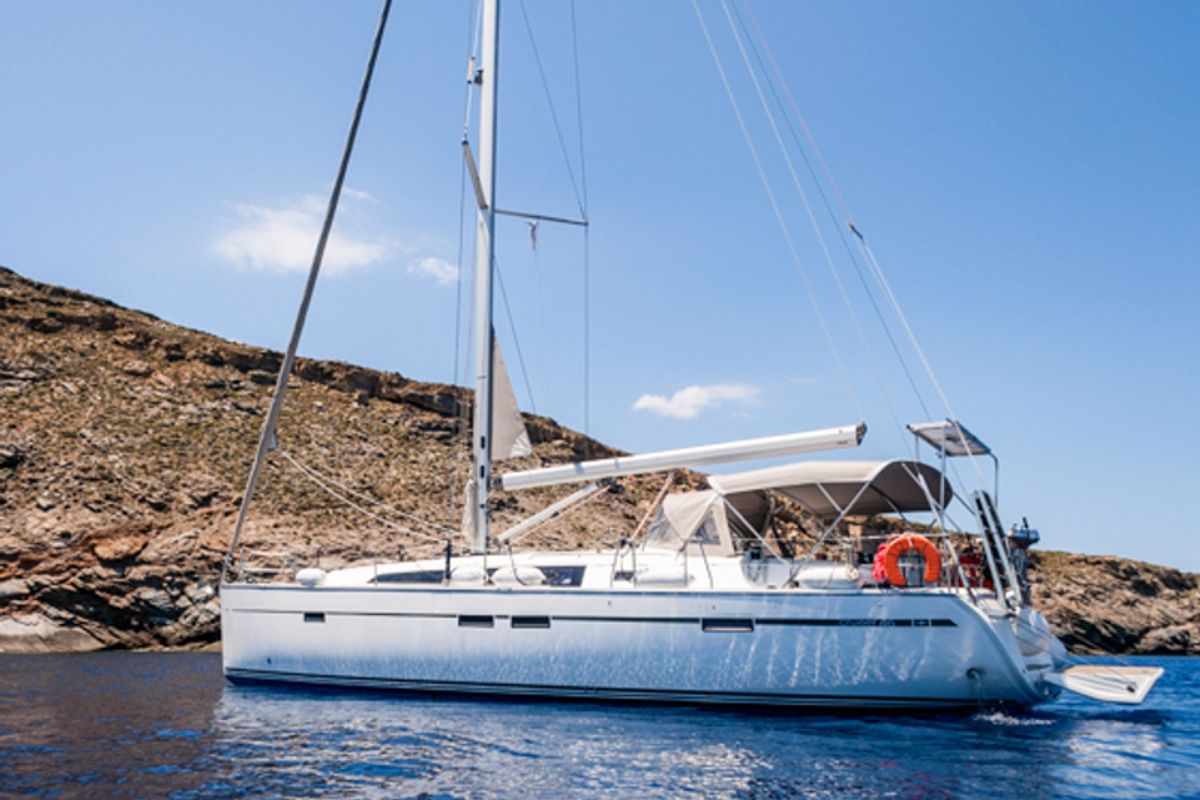 Exterior view of Ioli, a Bavaria 46 Cruiser sailboat at Athens, Greece