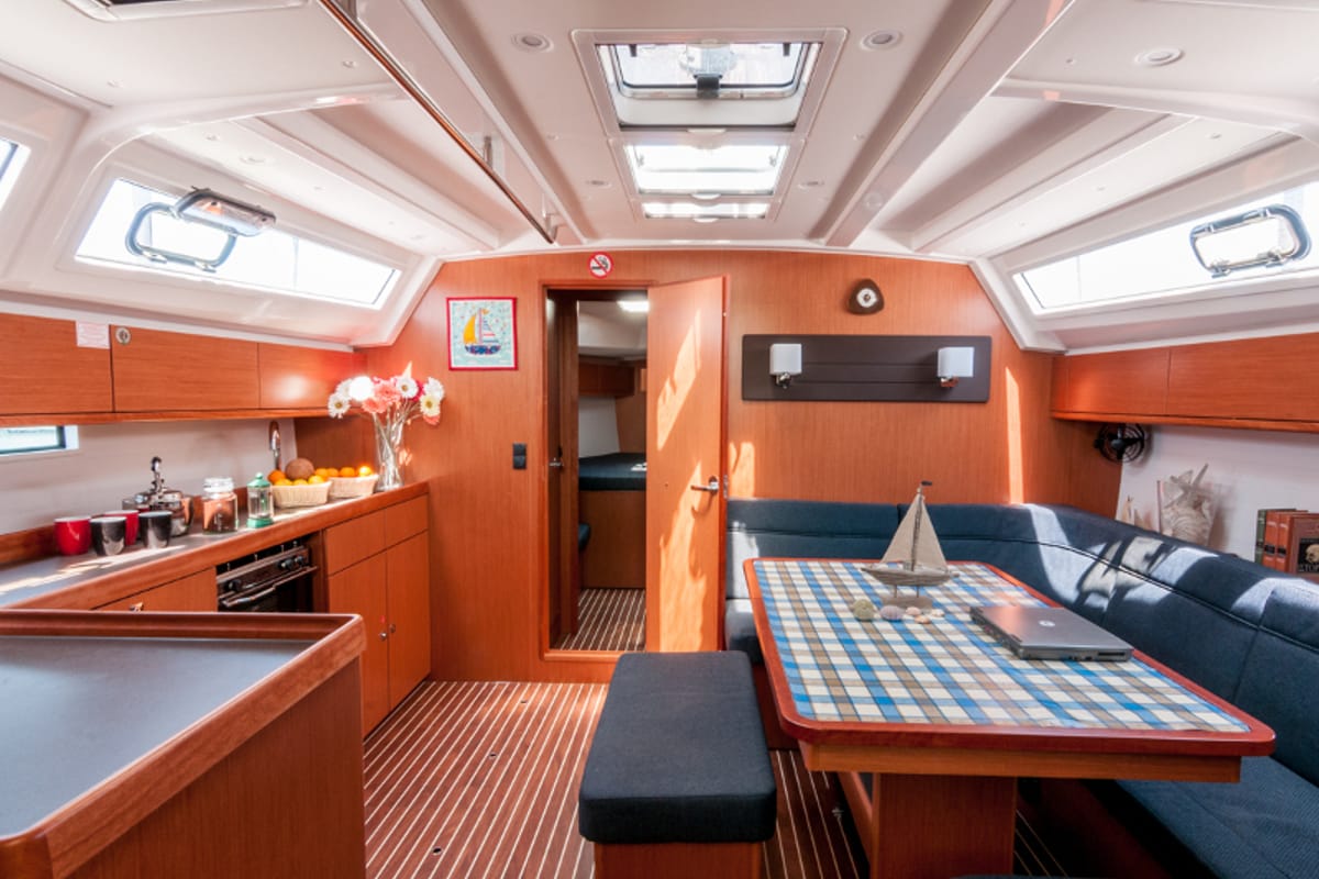 Salon of Ioli, a Bavaria 46 Cruiser sailboat at Athens, Greece