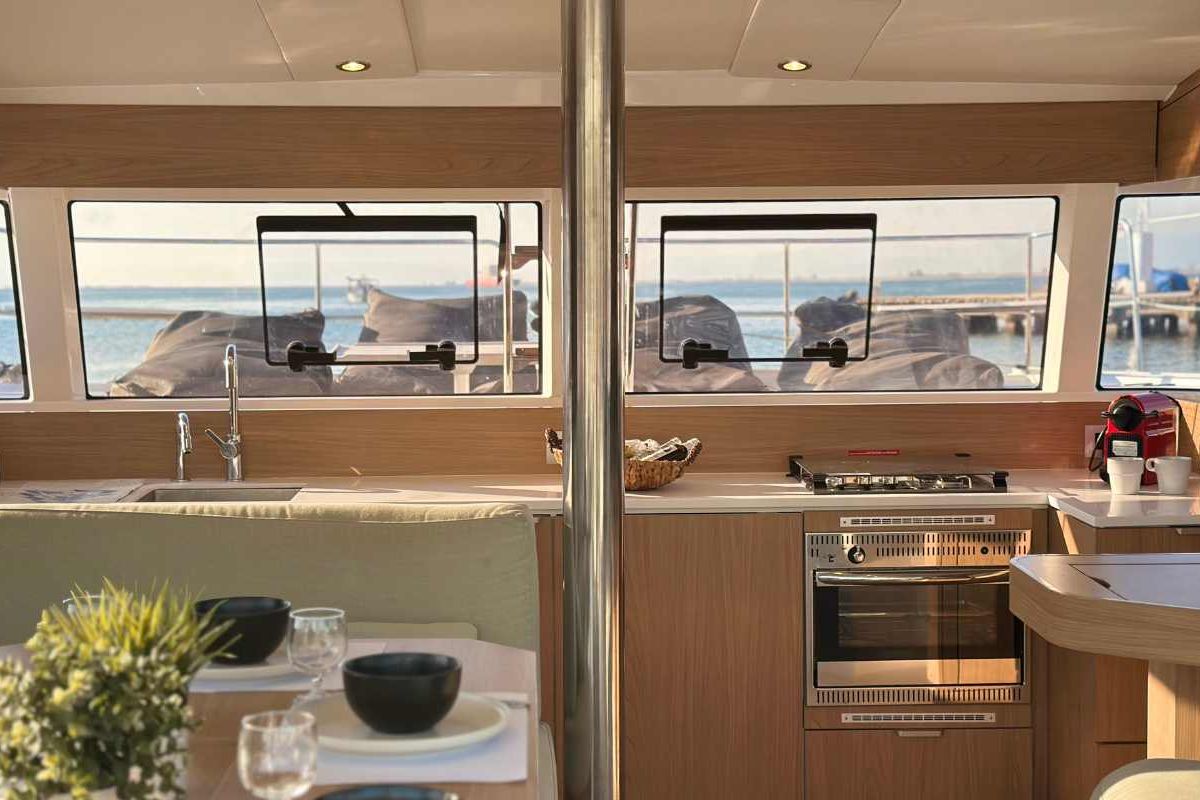 Galley of Northcat 38, a Bali Catsmart catamaran at Preveza, Greece