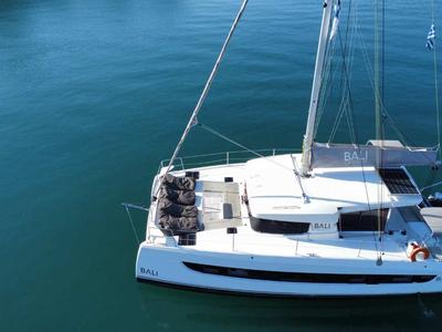 Deck of Northcat 38, a Bali Catsmart catamaran at Preveza, Greece