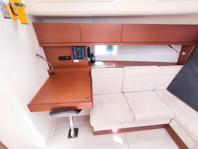 Salon of Astrea, a Hanse Yachts Hanse 458 sailboat at Lavreotiki Municipal Unit, Greece