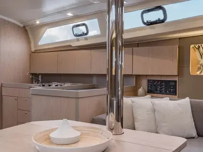Galley of Sunsail 41.1 Classic, a Beneteau Oceanis 411 sailboat at Cannigione, Italy