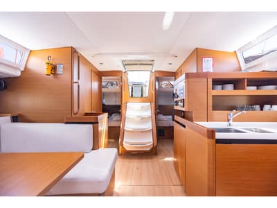 Salon of Lydia, a Jeanneau Sun Odyssey 490 sailboat at Lavreotiki Municipal Unit, Greece