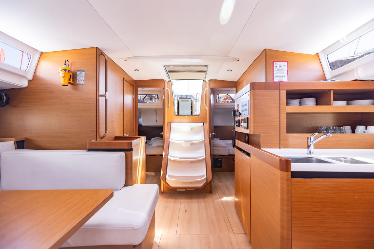Salon of Lydia, a Jeanneau Sun Odyssey 490 sailboat at Lavreotiki Municipal Unit, Greece