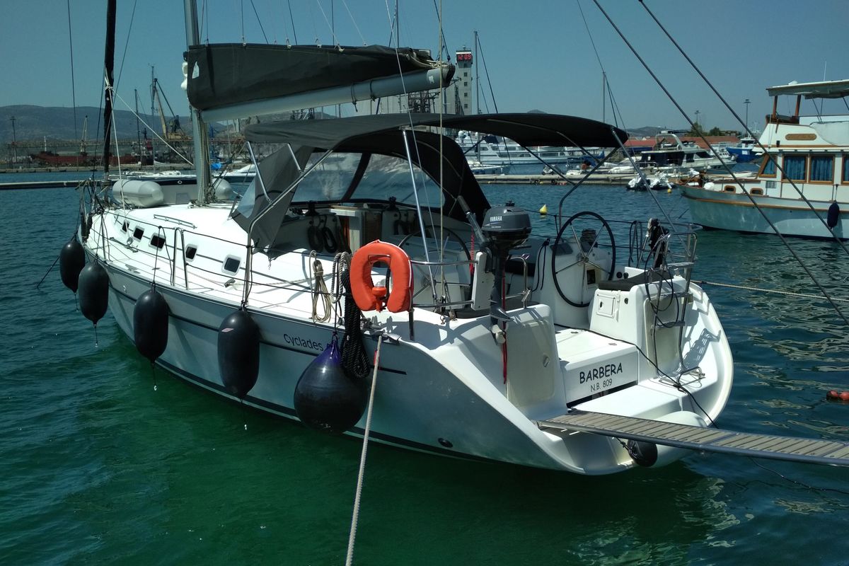 Exterior view of Barbera, a Beneteau Cyclades 43.4 sailboat at Volos Municipality, Greece