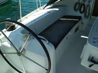 Cockpit of Barbera, a Beneteau Cyclades 43.4 sailboat at Volos Municipality, Greece