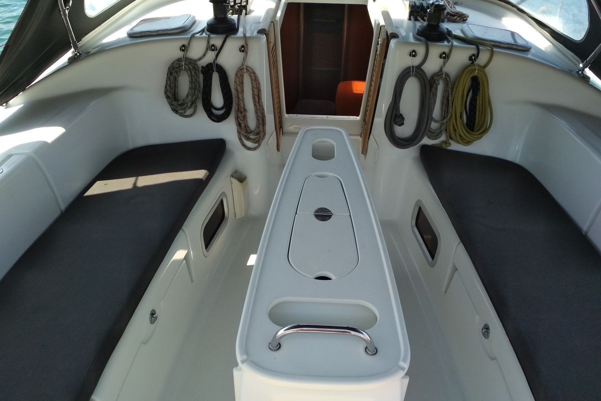 Deck of Barbera, a Beneteau Cyclades 43.4 sailboat at Volos Municipality, Greece