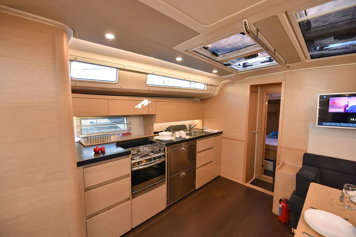 Galley of Hamam, a Hanse Yachts Hanse 508 sailboat at Fethiye, Turkey