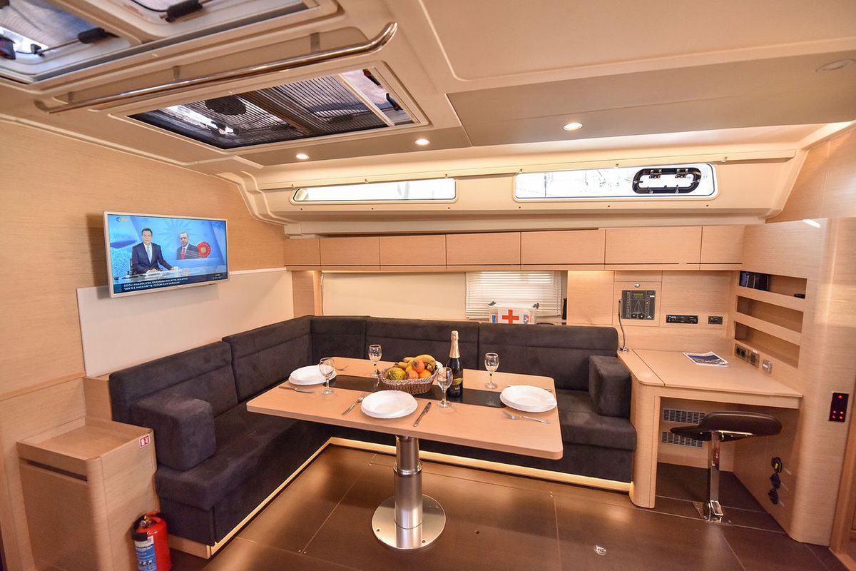 Salon of Hamam, a Hanse Yachts Hanse 508 sailboat at Fethiye, Turkey